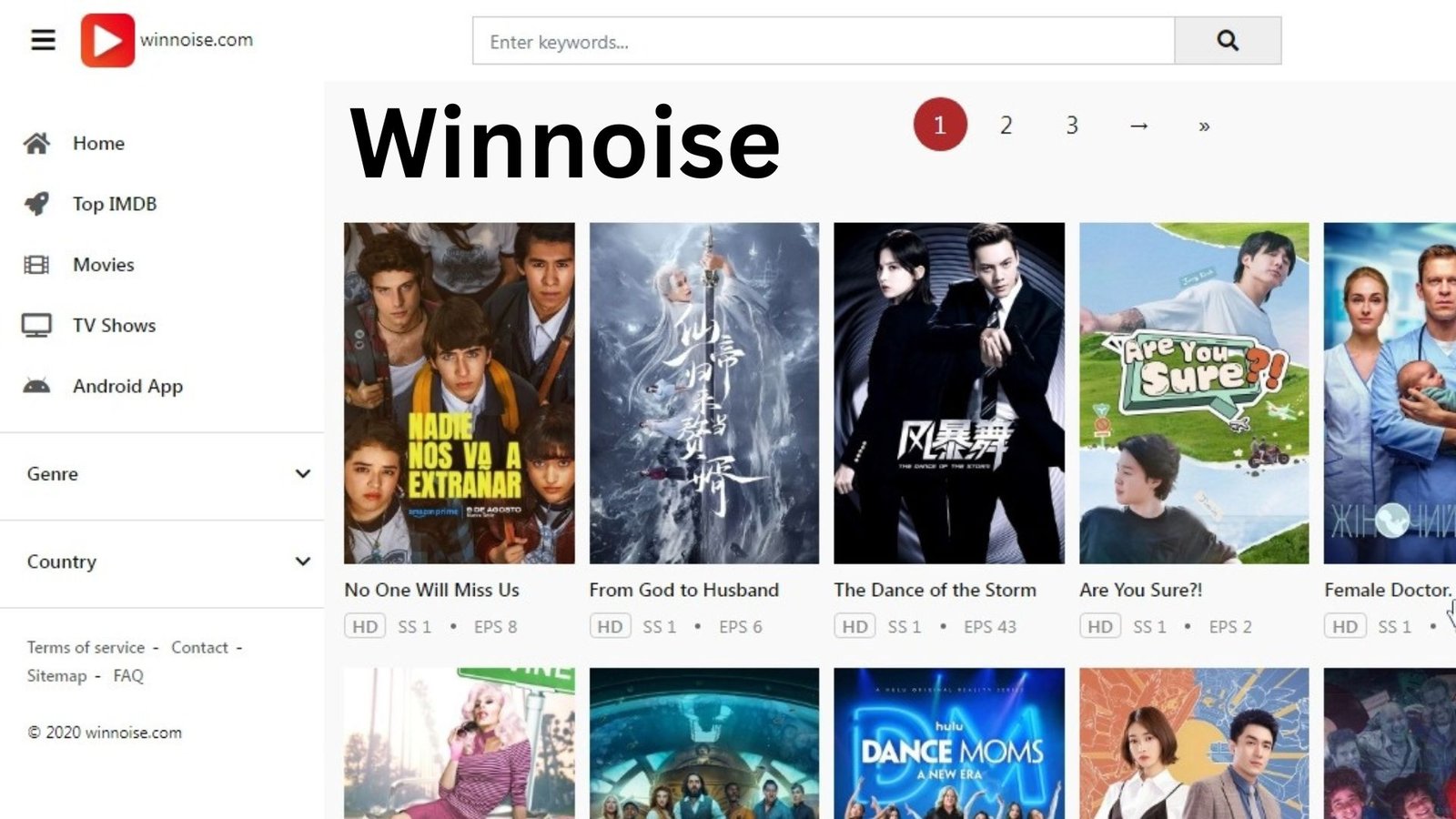 Find the Universe of Free Gushing with Winnoise